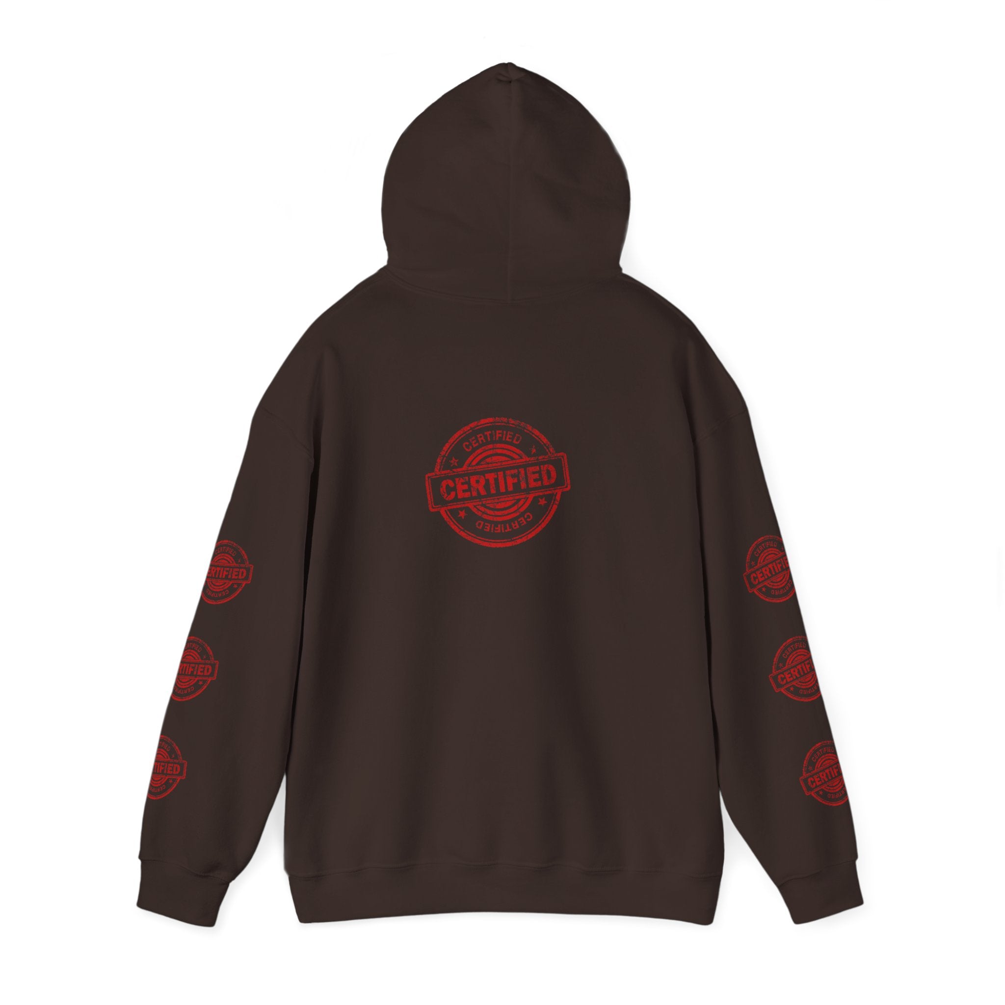 Good Human Hoodie — 'Good Human' Graphic Pullover with Certified Stamp Sleeve Design