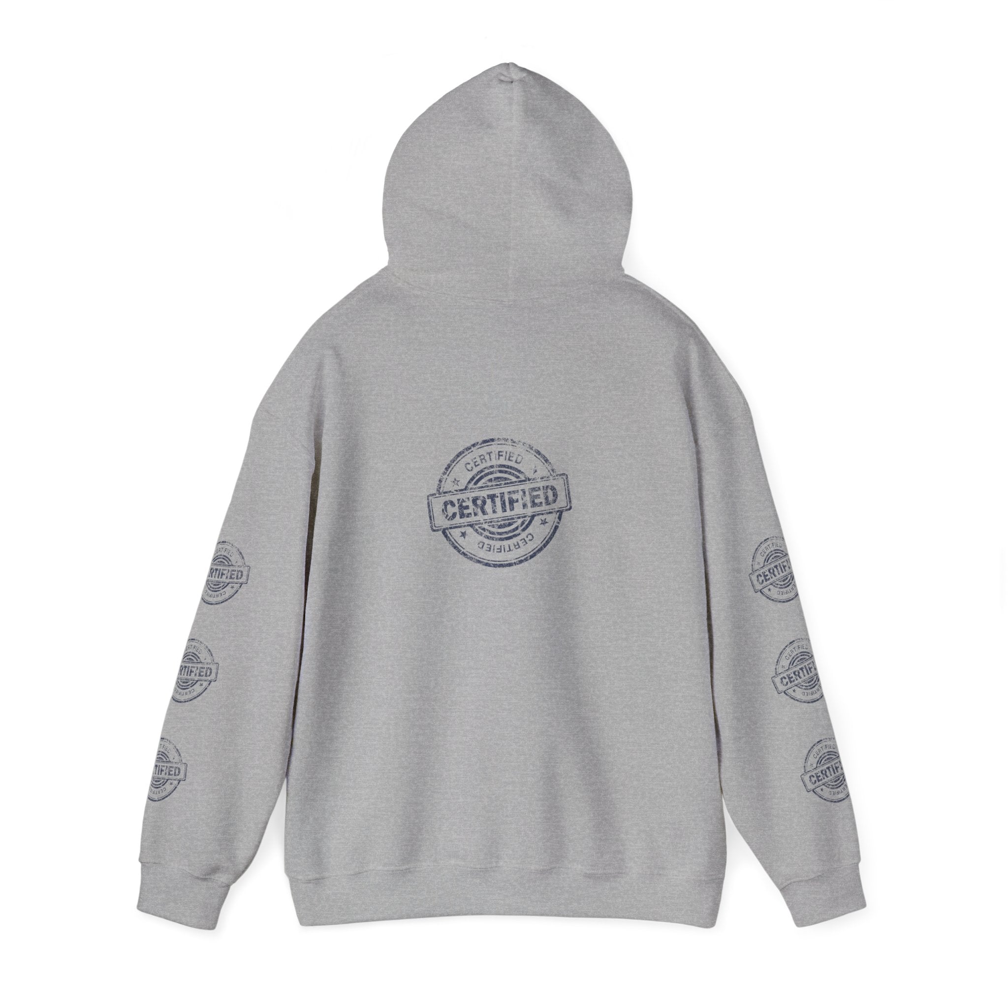 Good Human Certified Hoodie — Positive Message Pullover with Sleeve Stamps