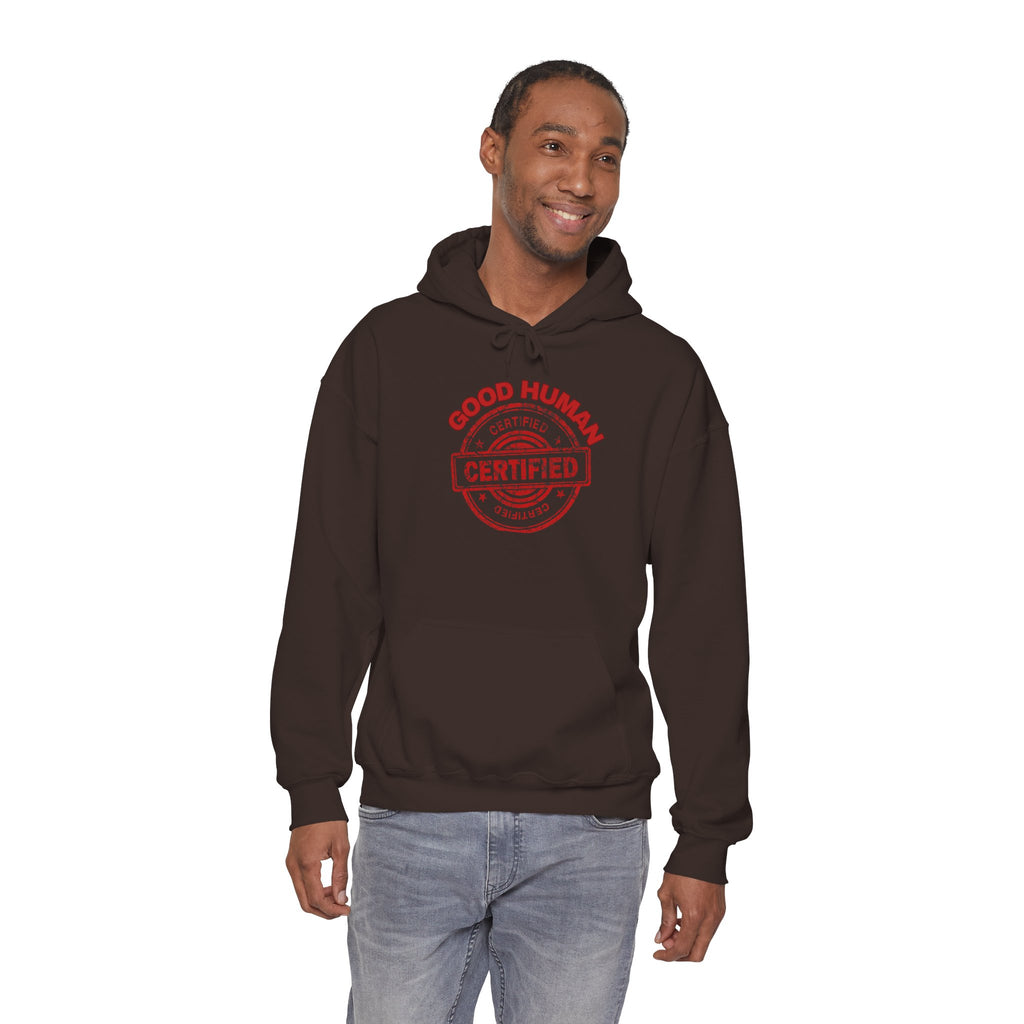 Good Human Certified Hoodie – Red Stamp Graphic Pullover