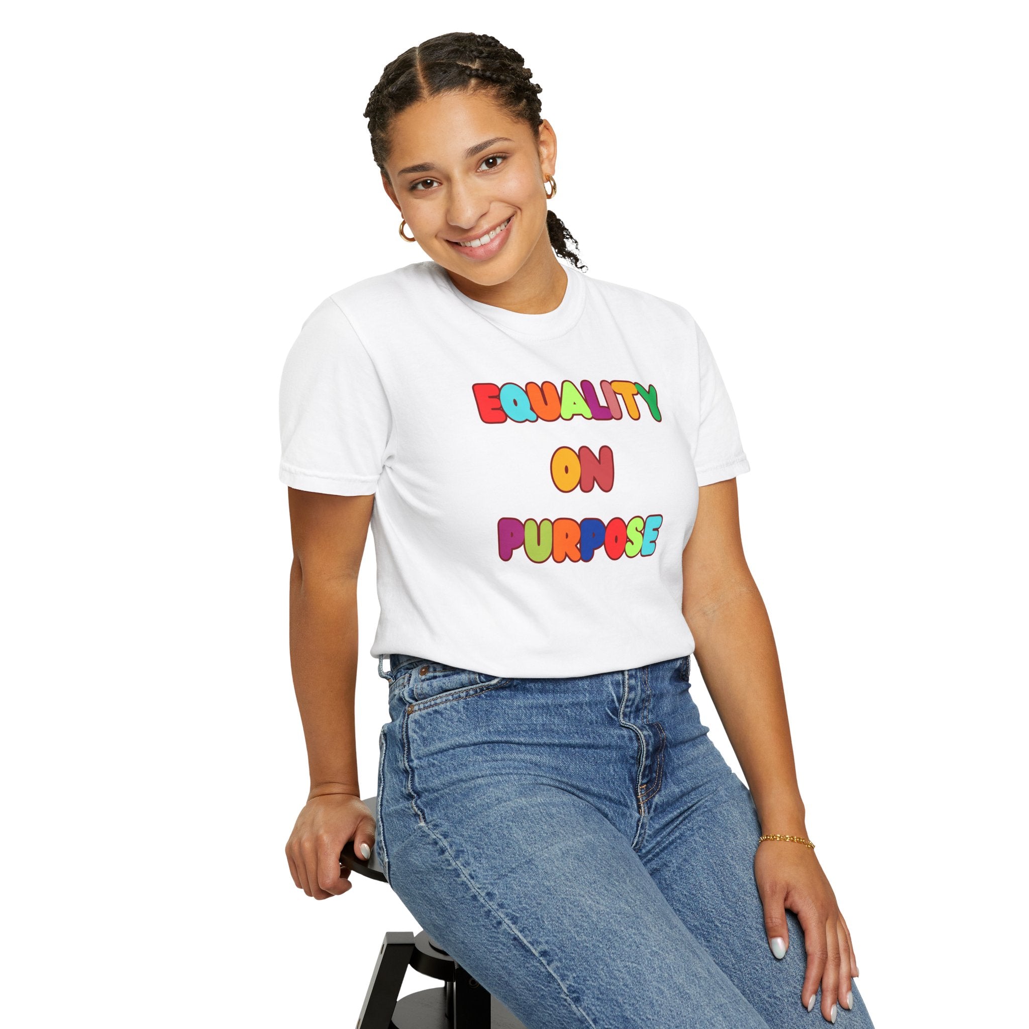 Equality On Purpose T-Shirt — Colorful Rainbow Pride Tee