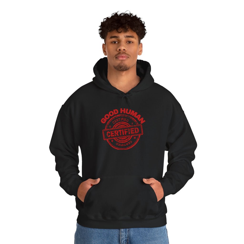 Good Human Certified Hoodie – Red Stamp Graphic Pullover