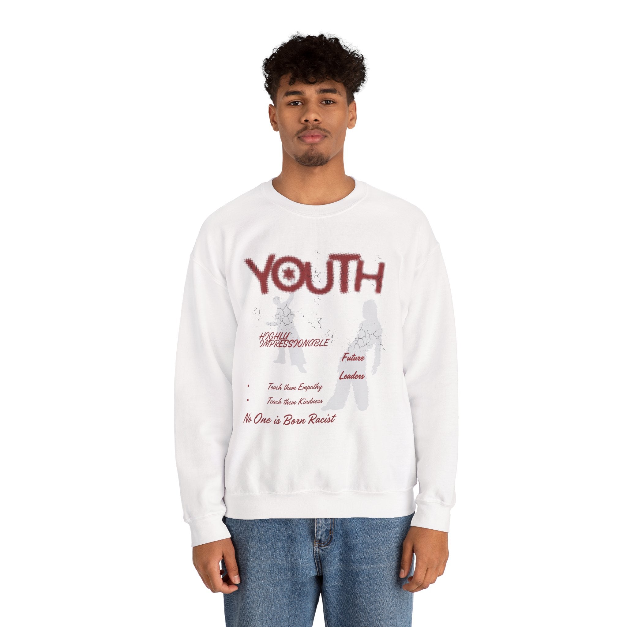 "Youth- No One is Born Racist" Retro Crewneck Sweatshirt