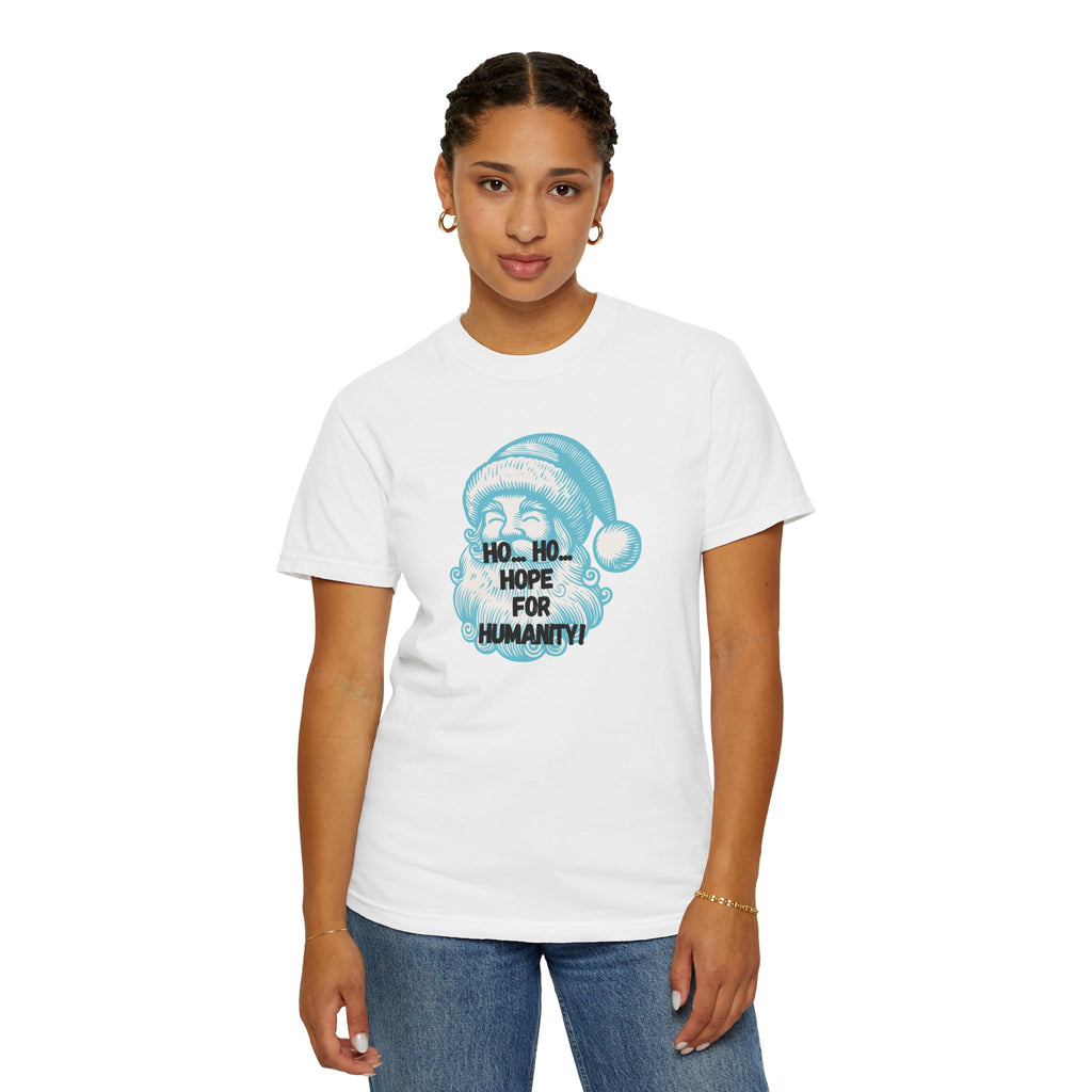 Santa Face Graphic T-Shirt — "Ho.. Ho.. Hope for Humanity" Holiday Tee