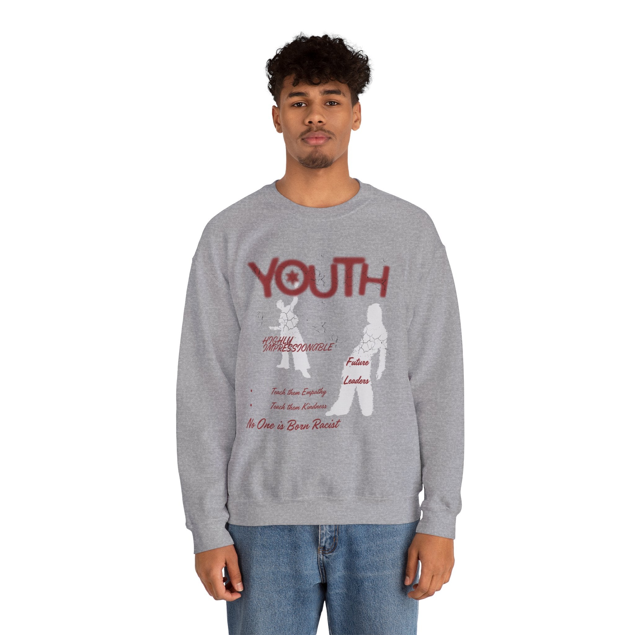 "Youth- No One is Born Racist" Retro Crewneck Sweatshirt