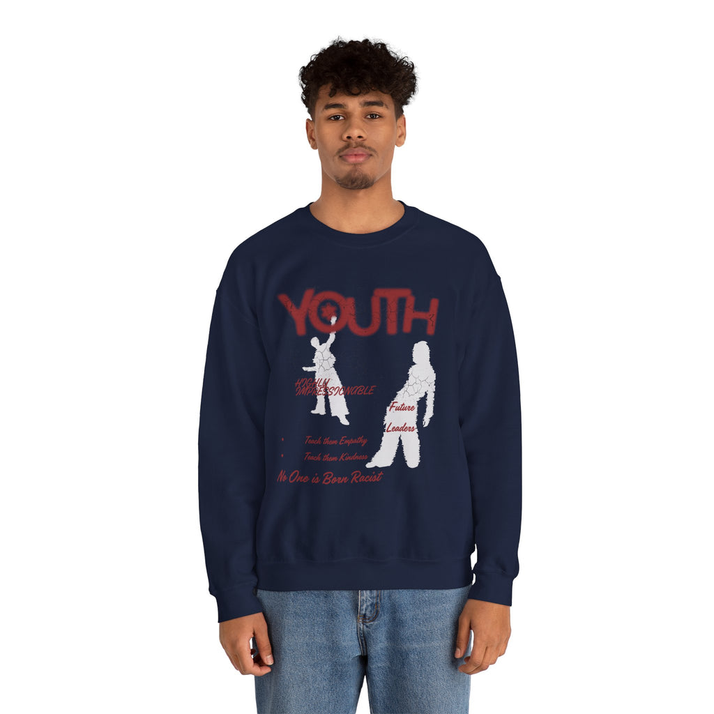 "Youth- No One is Born Racist" Retro Crewneck Sweatshirt