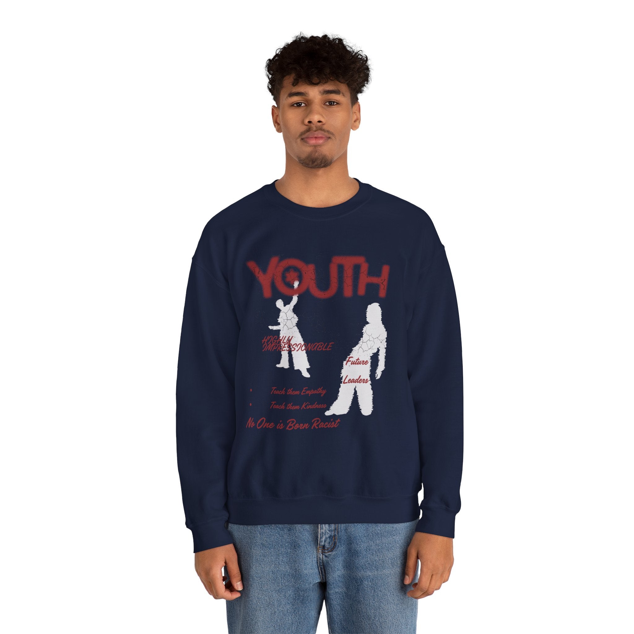 "Youth- No One is Born Racist" Retro Crewneck Sweatshirt