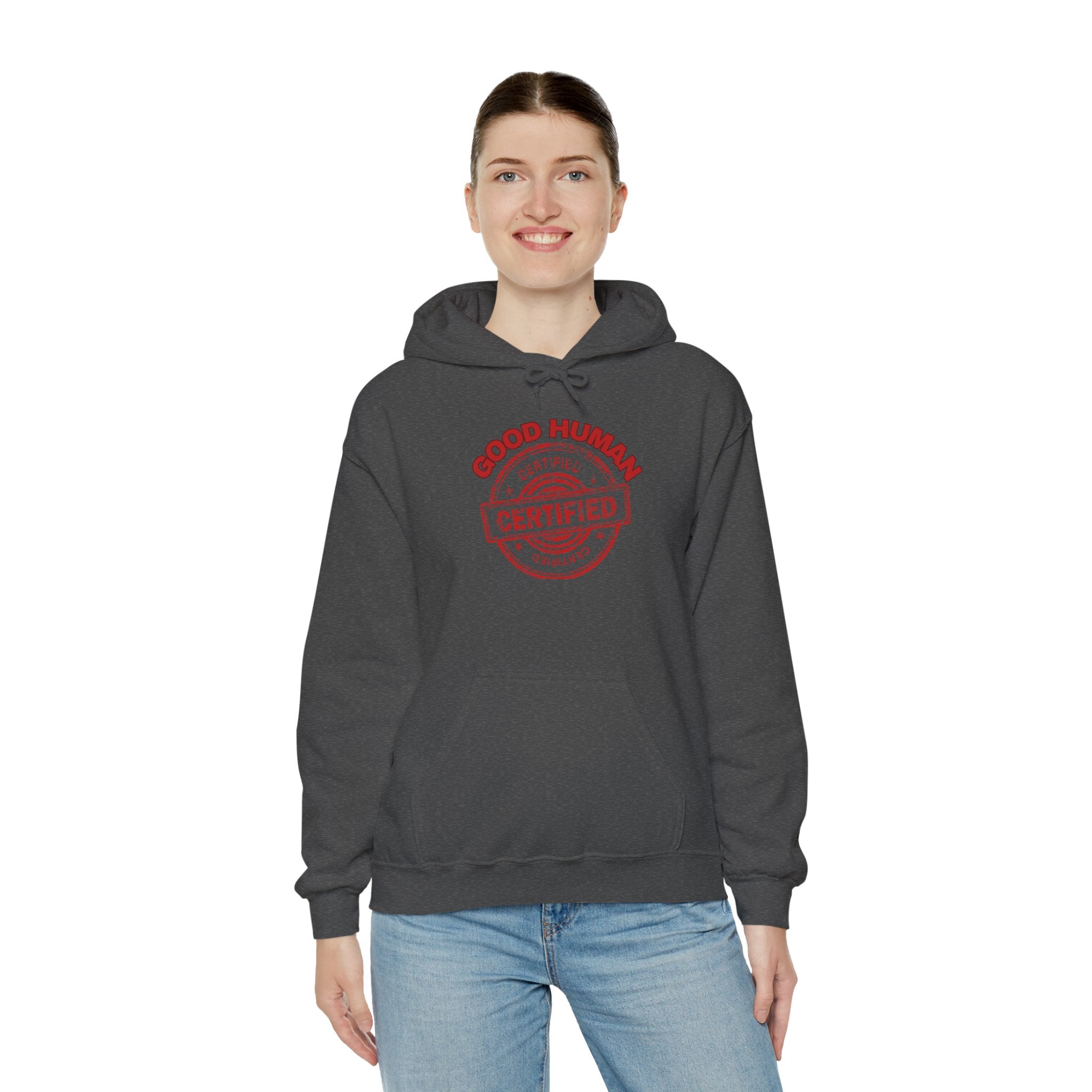 Good Human Certified Hoodie – Red Stamp Graphic Pullover
