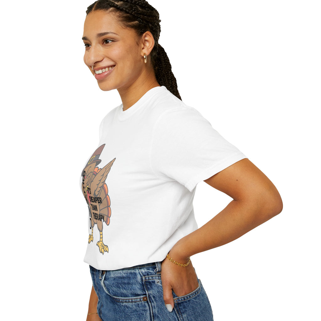 Thanksgiving Turkey T-Shirt — "Be Kind, It's Cheaper Than Therapy" Graphic Tee
