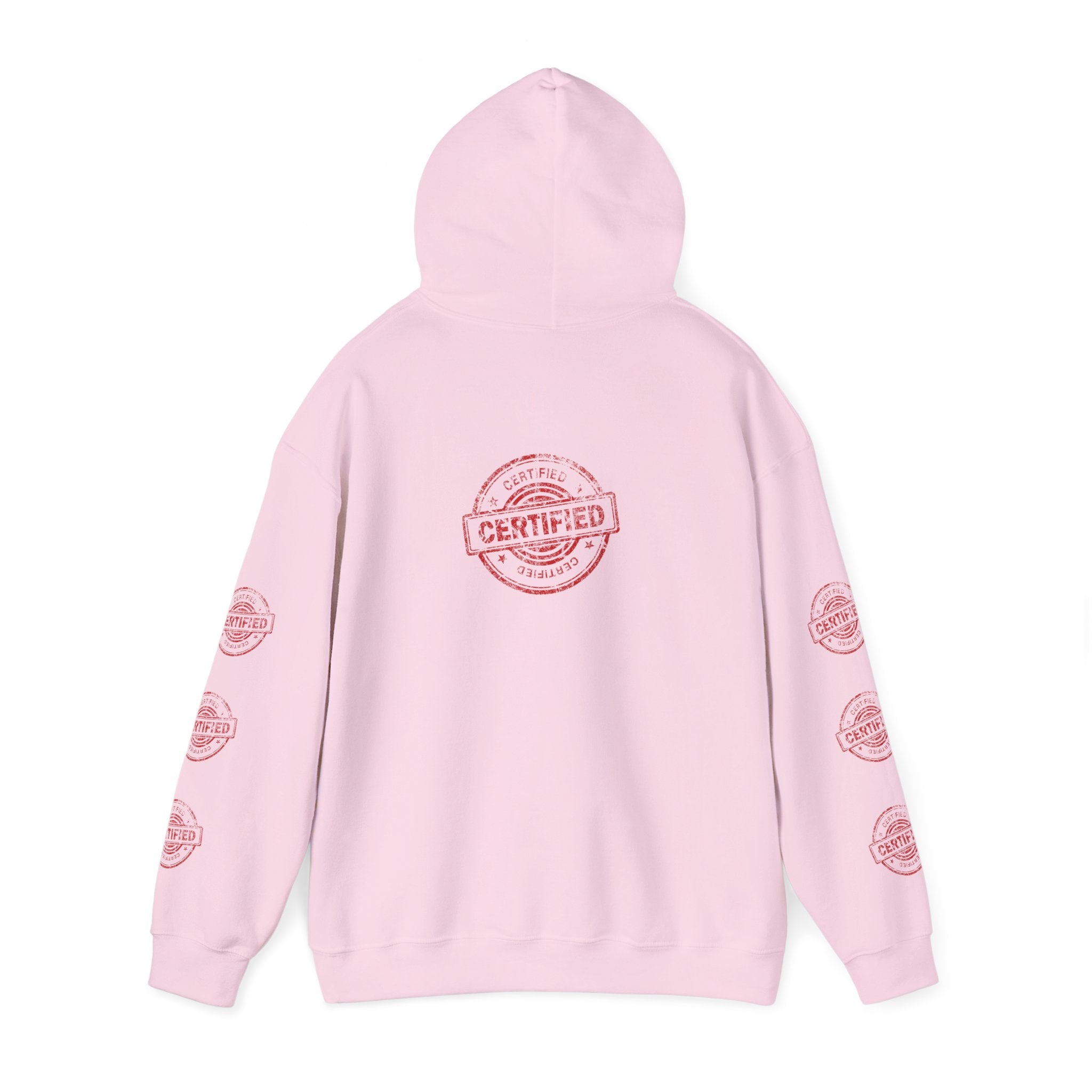 Good Human Hoodie — 'Good Human' Graphic Pullover with Certified Stamp Sleeve Design