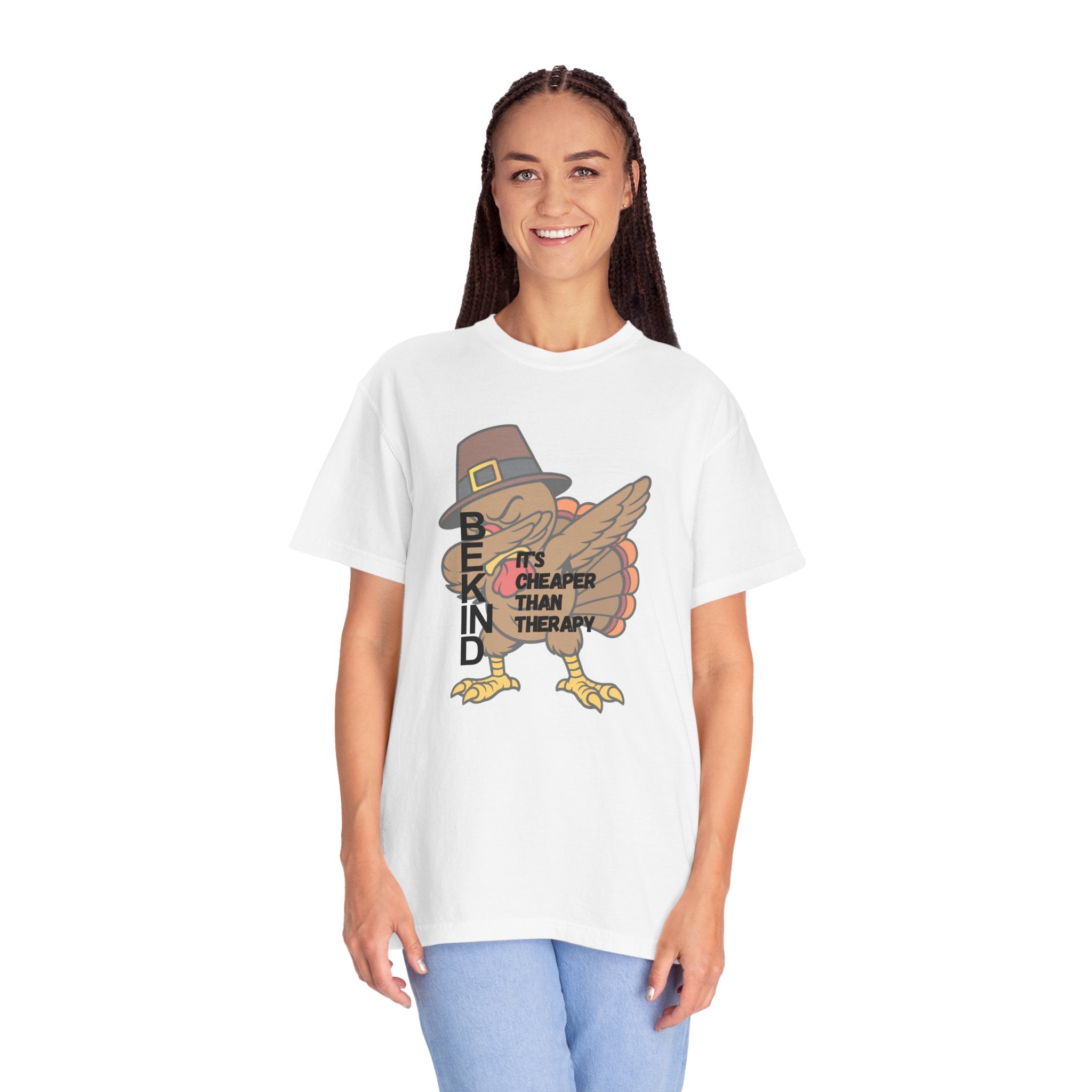 Thanksgiving Turkey T-Shirt — "Be Kind, It's Cheaper Than Therapy" Graphic Tee