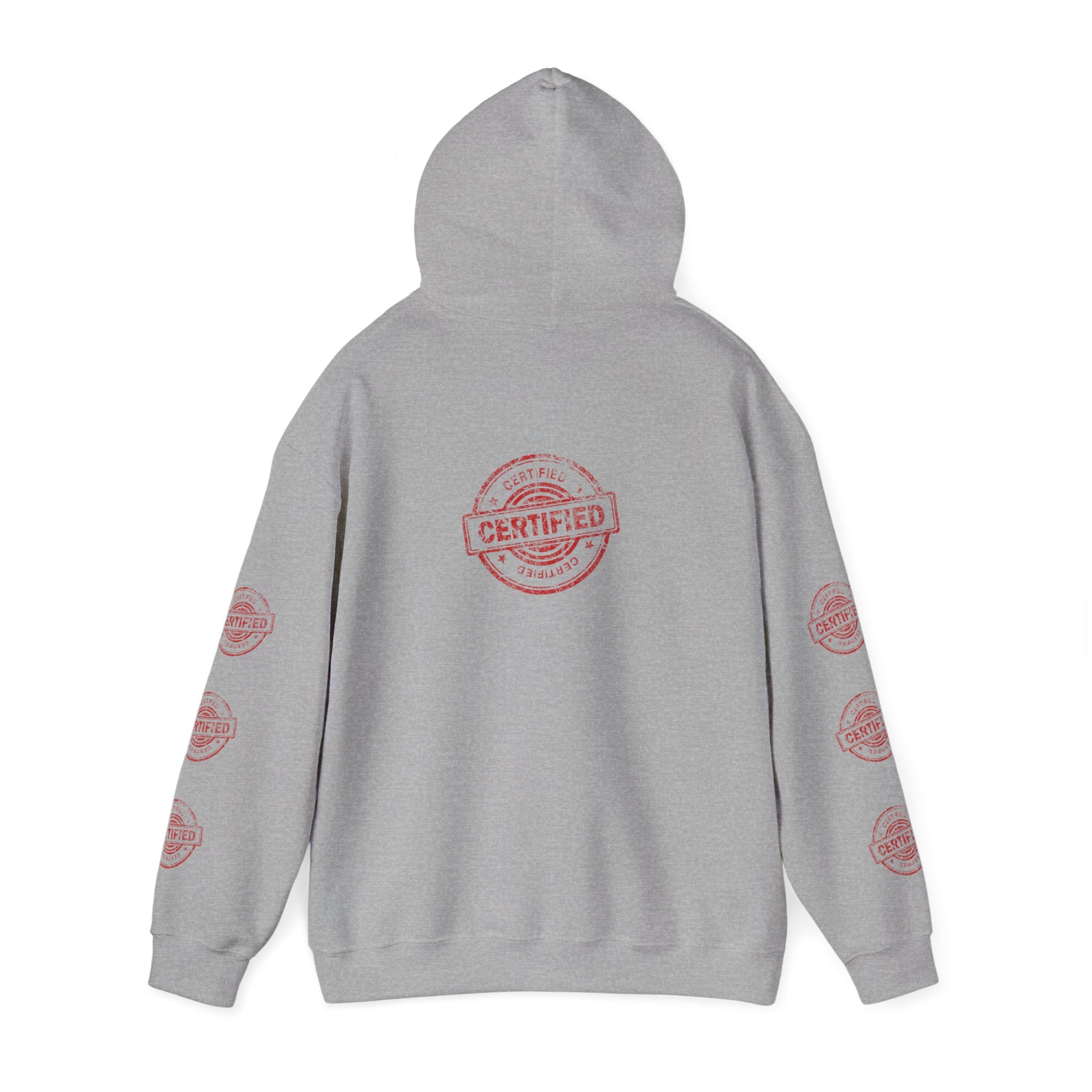 Good Human Hoodie — 'Good Human' Graphic Pullover with Certified Stamp Sleeve Design