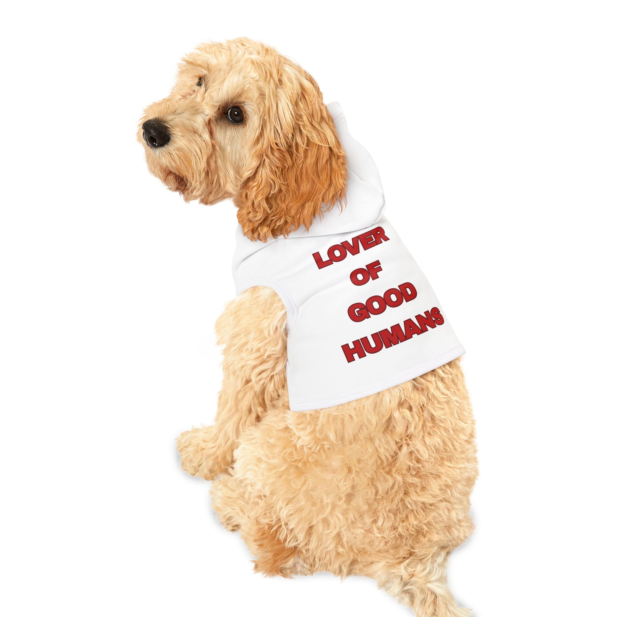 Pet Hoodie - "Lover of Good Humans" Small Dog & Cat Hoodie (Cozy Pet Sweatshirt, Valentine/Pet Lover Gift)