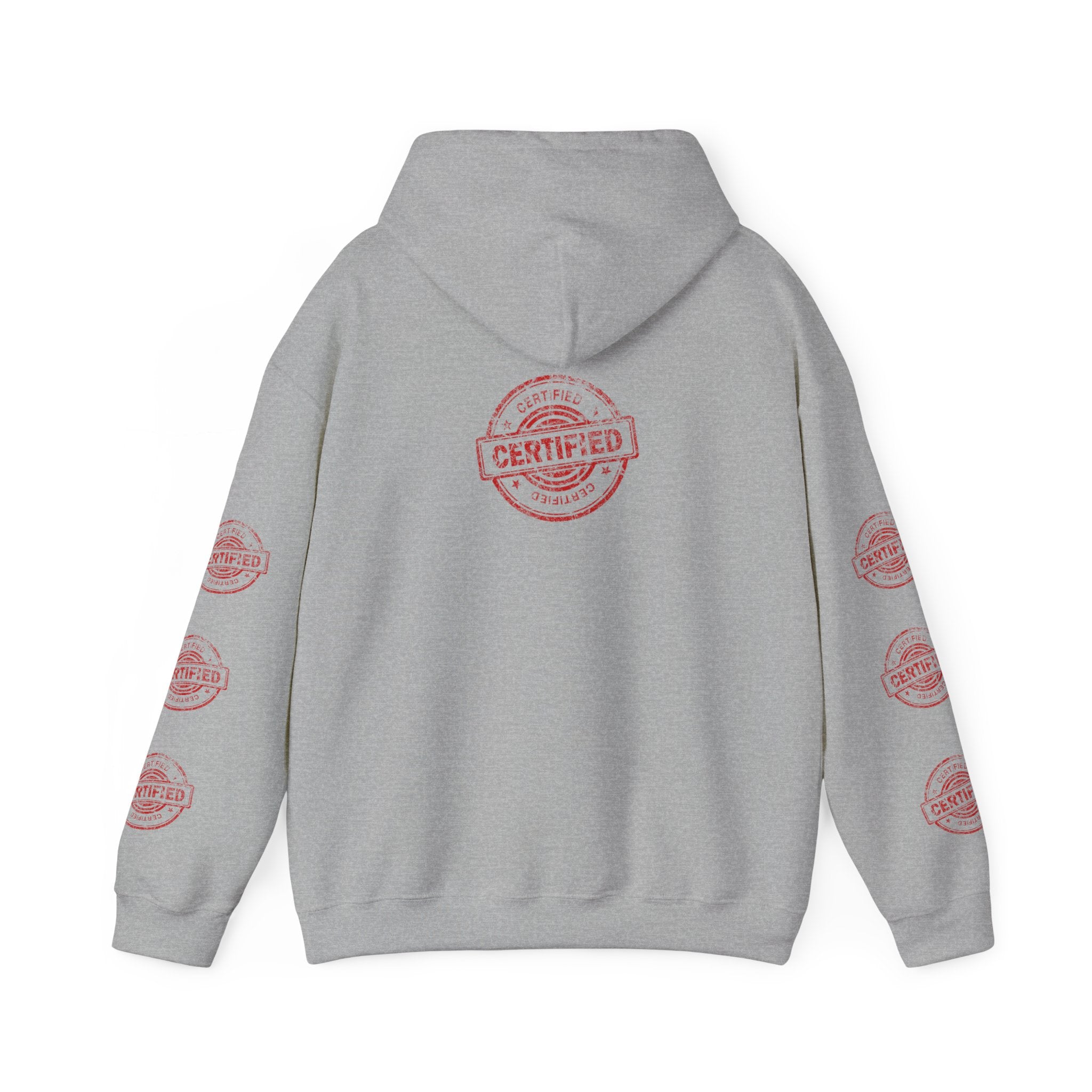 Good Human Hoodie — 'Good Human' Graphic Pullover with Certified Stamp Sleeve Design