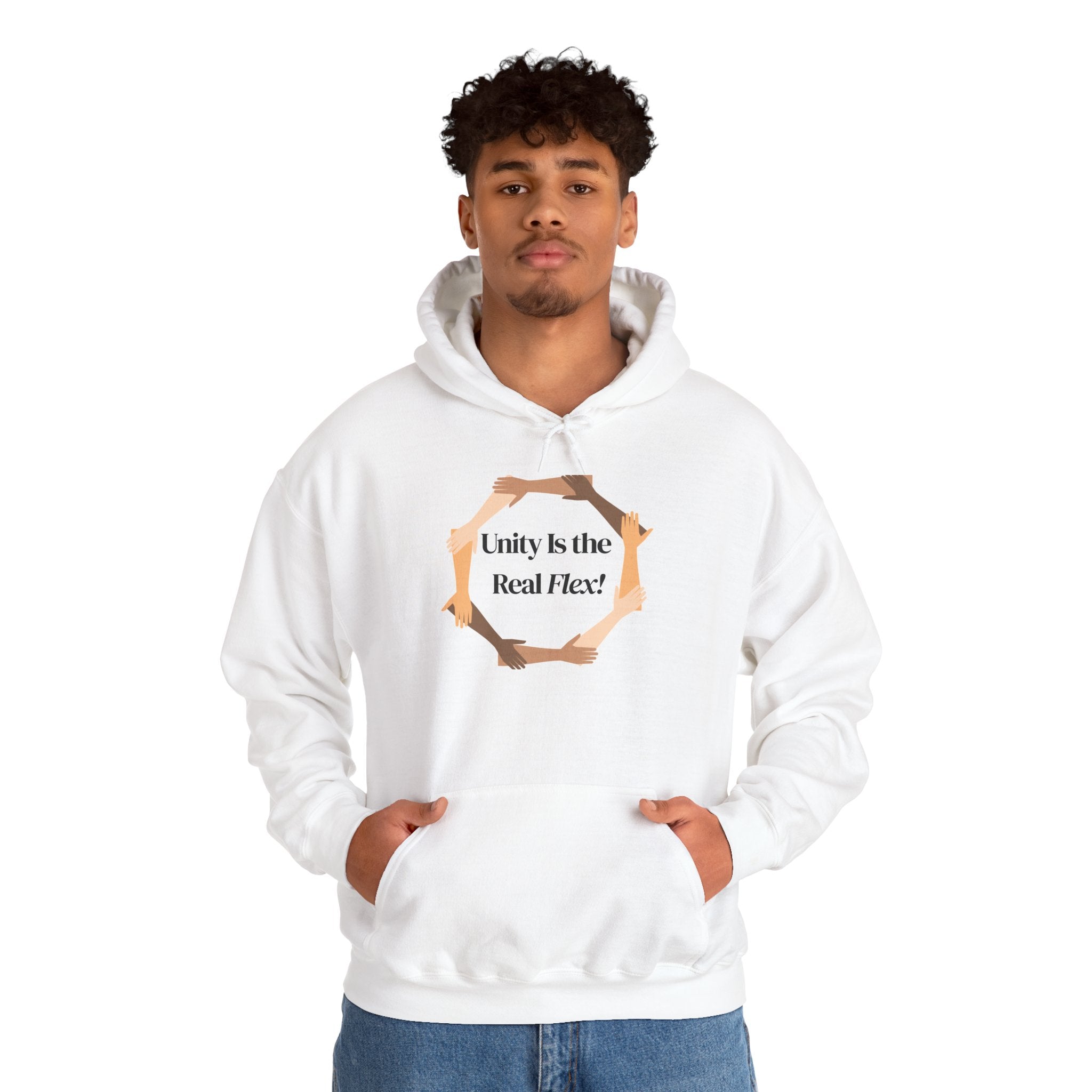 Unity Is the Real Flex Hoodie – Diverse Hands Graphic Pullover