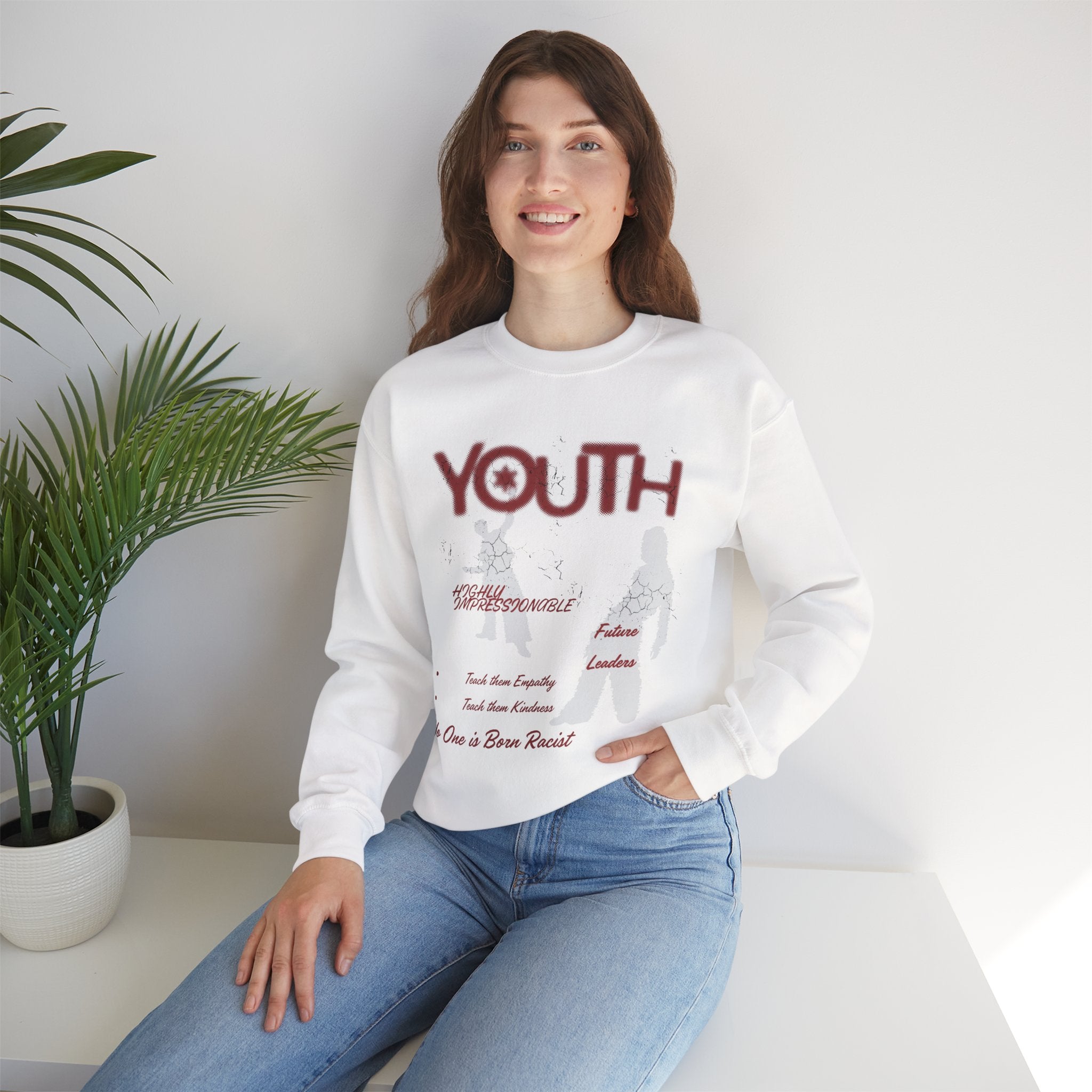 "Youth- No One is Born Racist" Retro Crewneck Sweatshirt