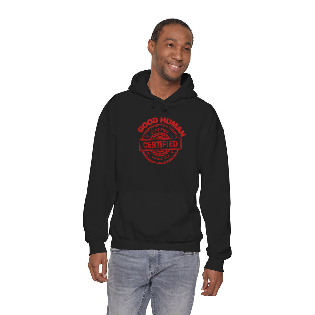 Good Human Certified Hoodie – Red Stamp Graphic Pullover