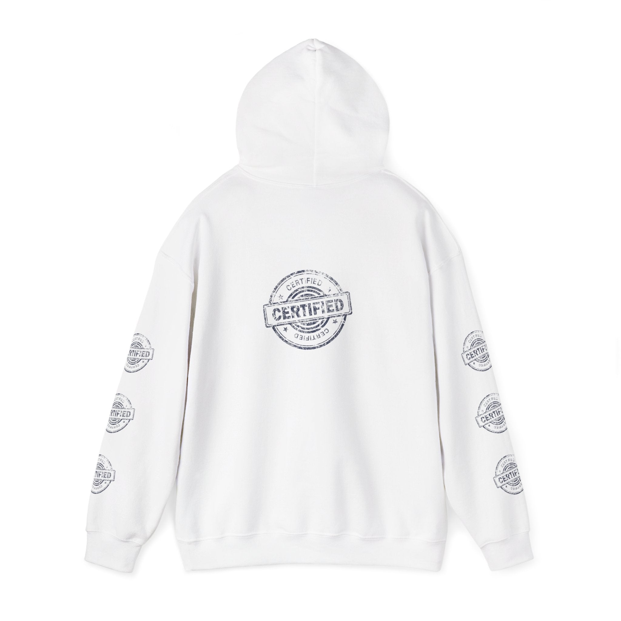 Good Human Certified Hoodie — Positive Message Pullover with Sleeve Stamps