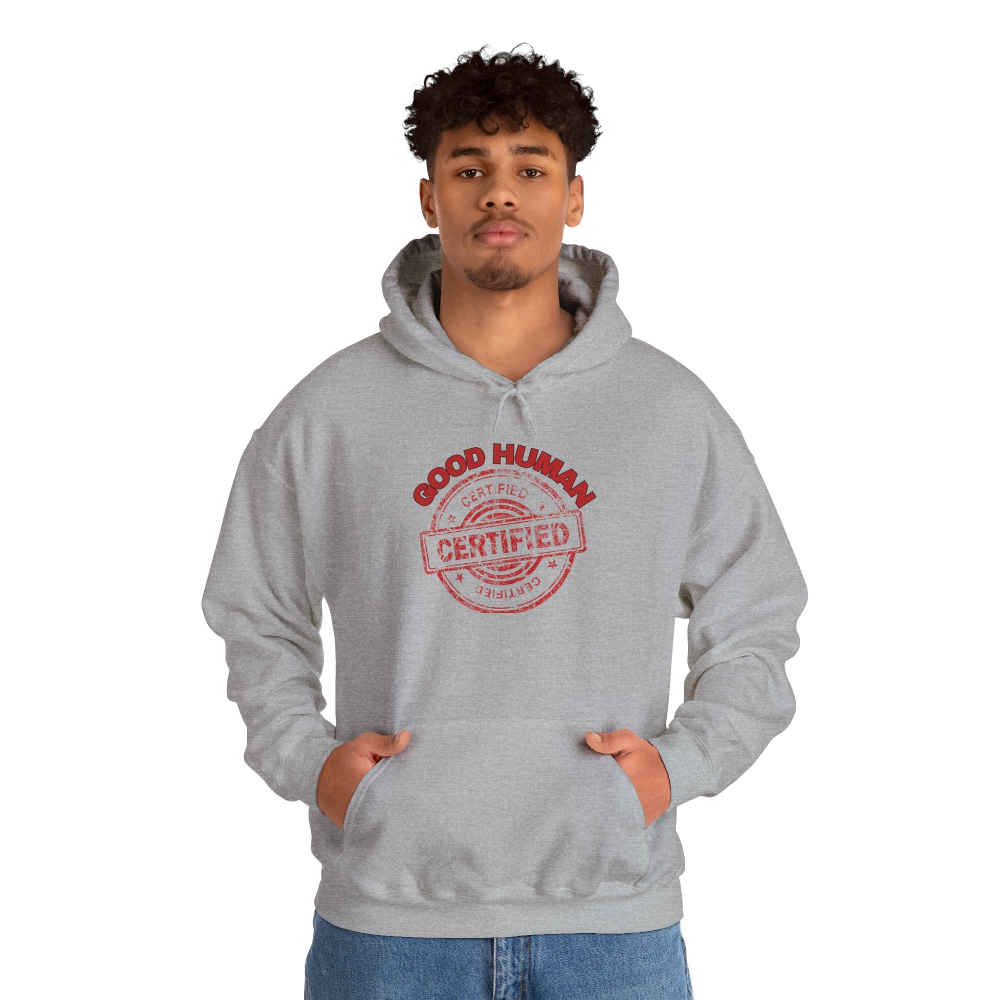 Good Human Certified Hoodie – Red Stamp Graphic Pullover