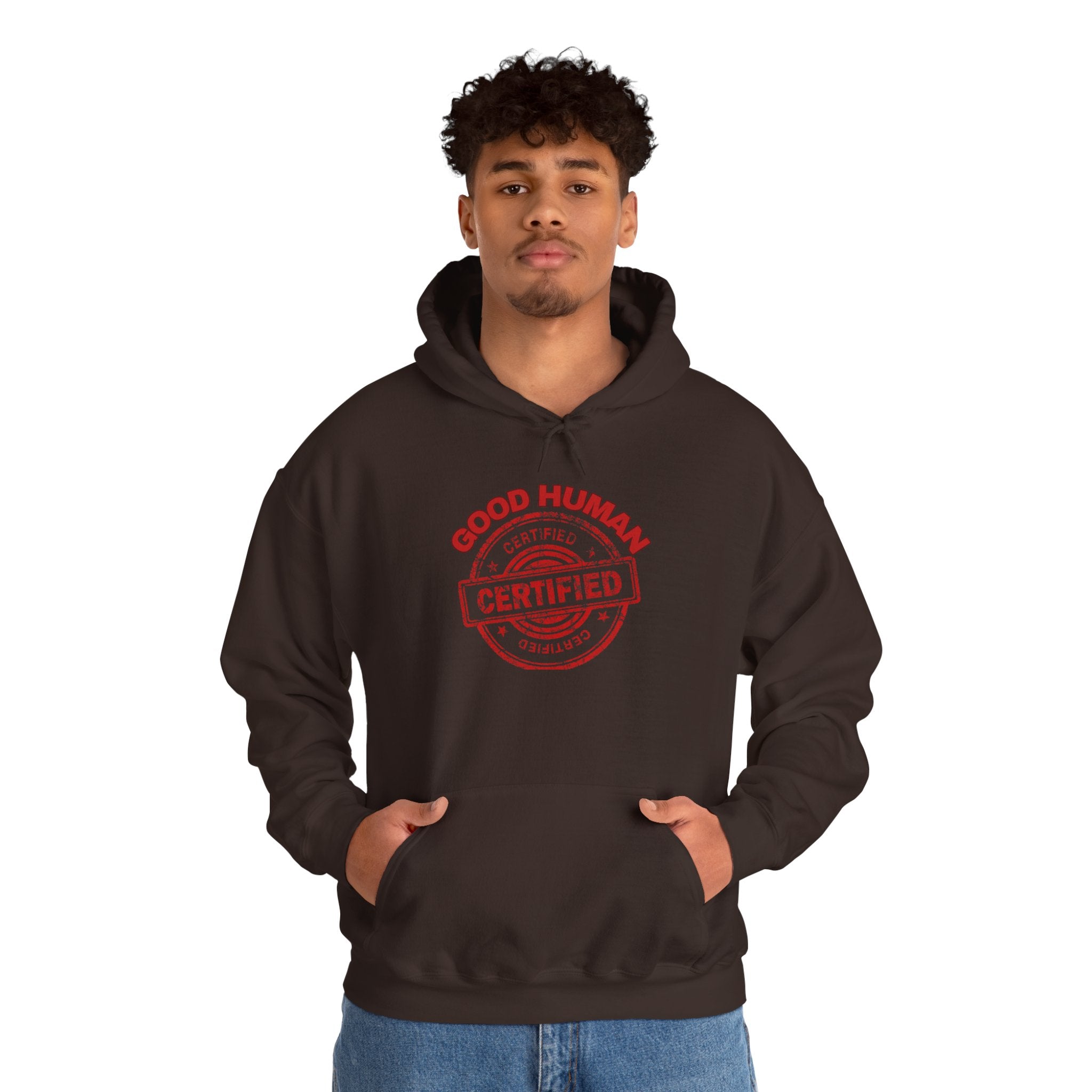 Good Human Certified Hoodie – Red Stamp Graphic Pullover