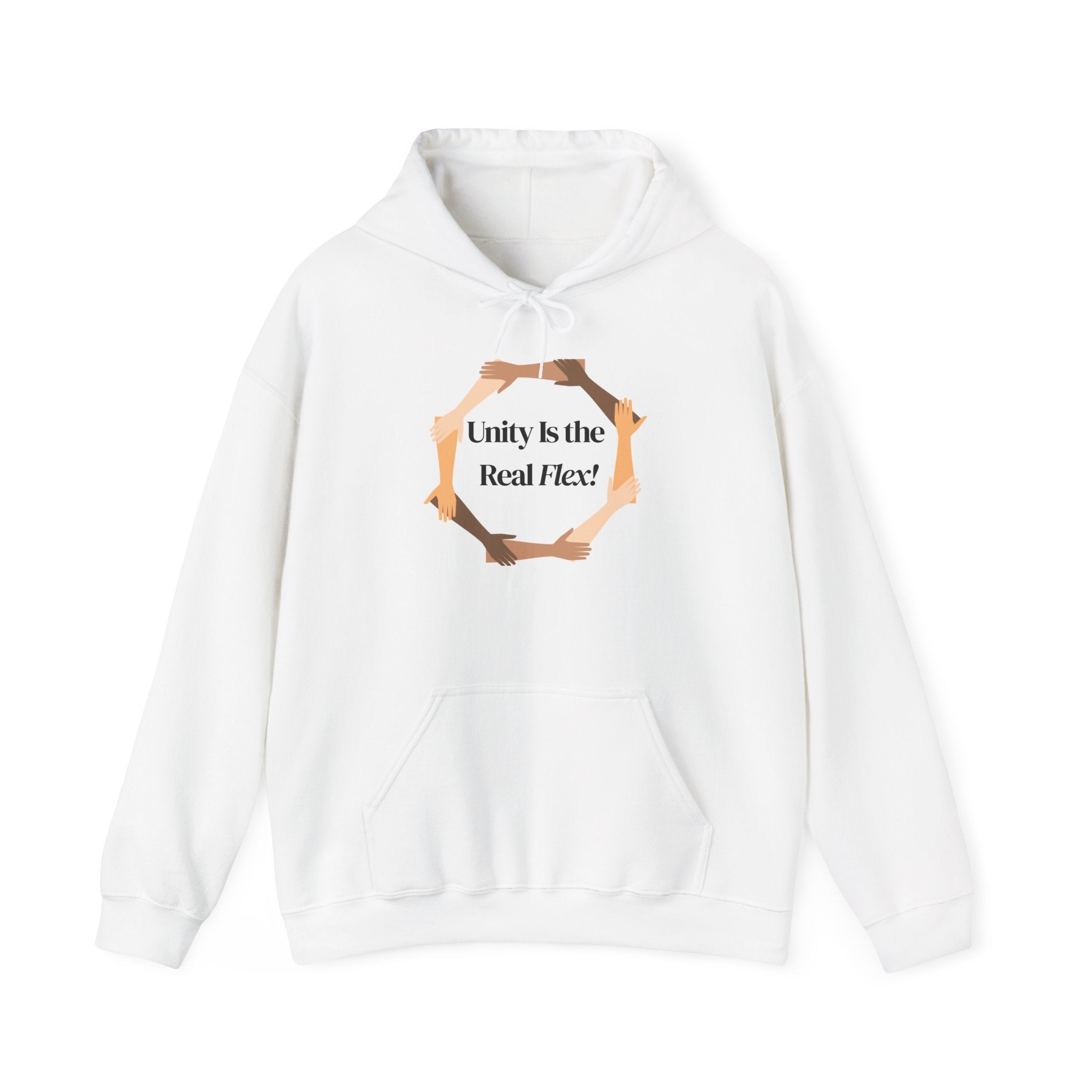 Unity Is the Real Flex Hoodie – Diverse Hands Graphic Pullover