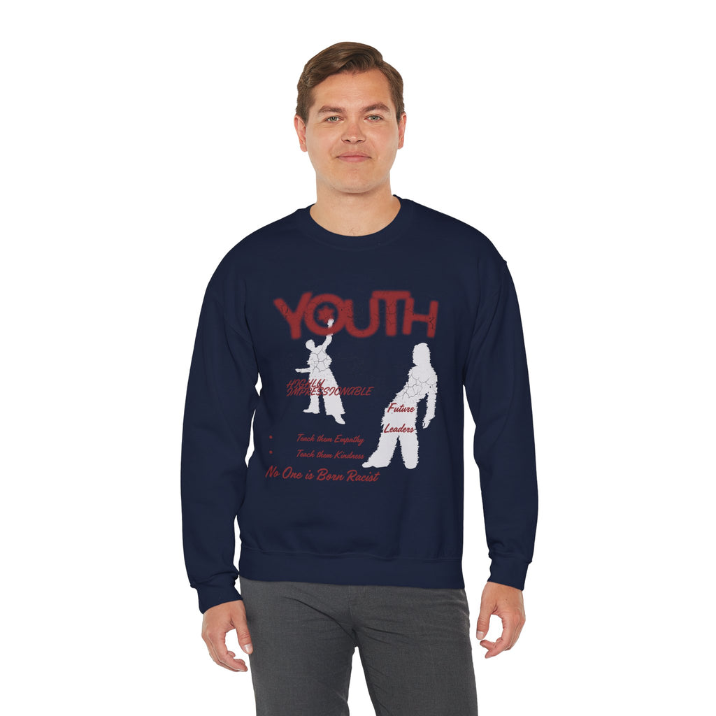 "Youth- No One is Born Racist" Retro Crewneck Sweatshirt