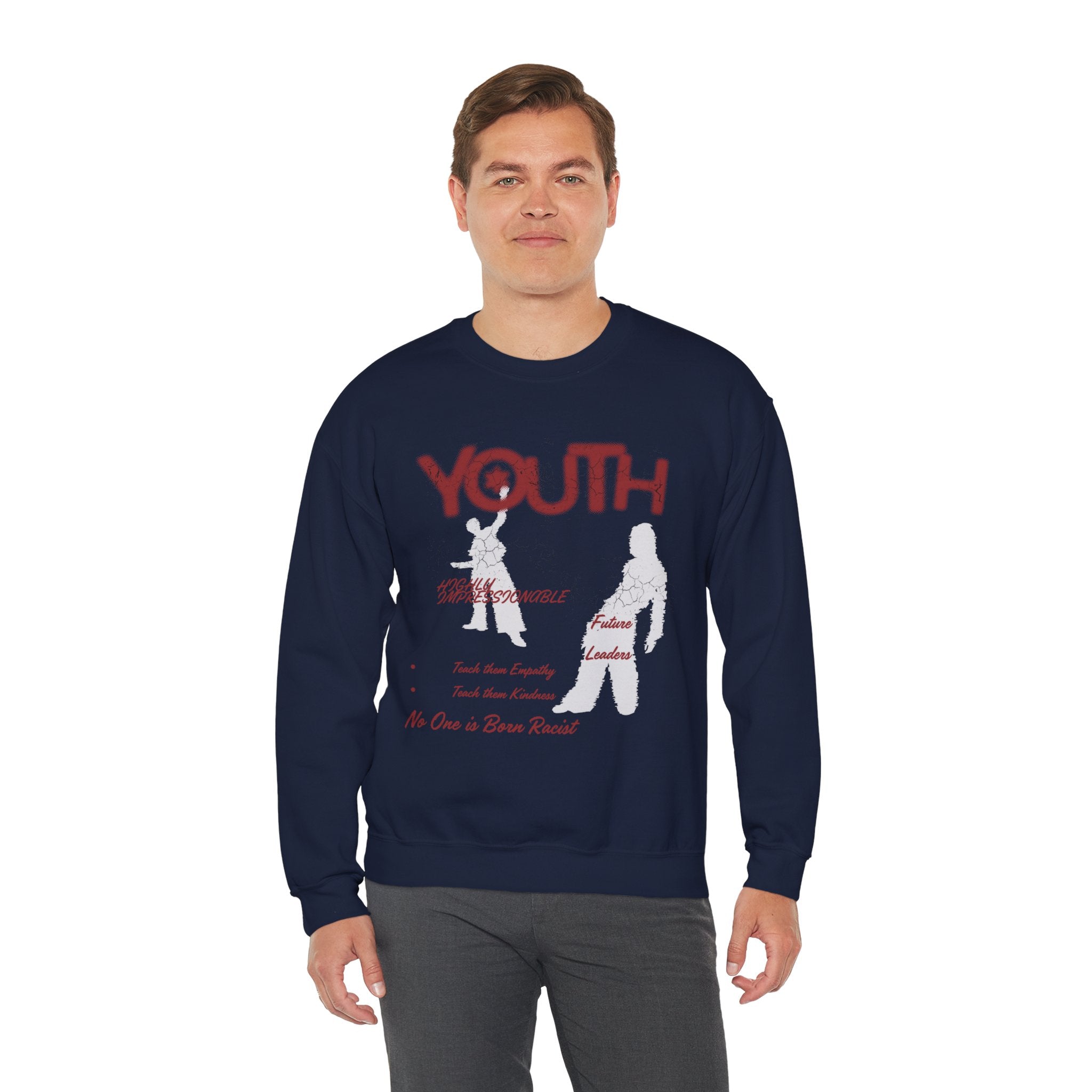 "Youth- No One is Born Racist" Retro Crewneck Sweatshirt