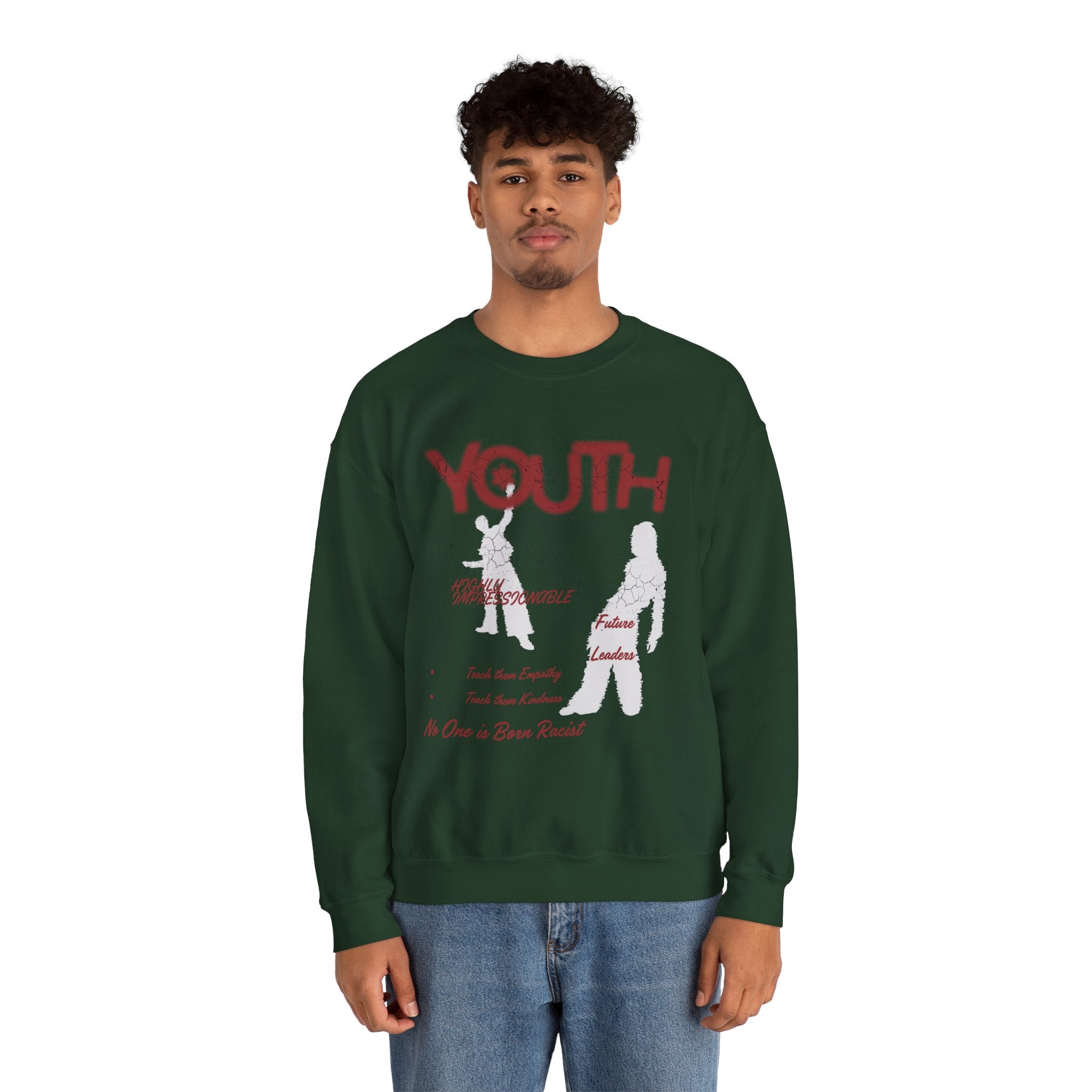 "Youth- No One is Born Racist" Retro Crewneck Sweatshirt