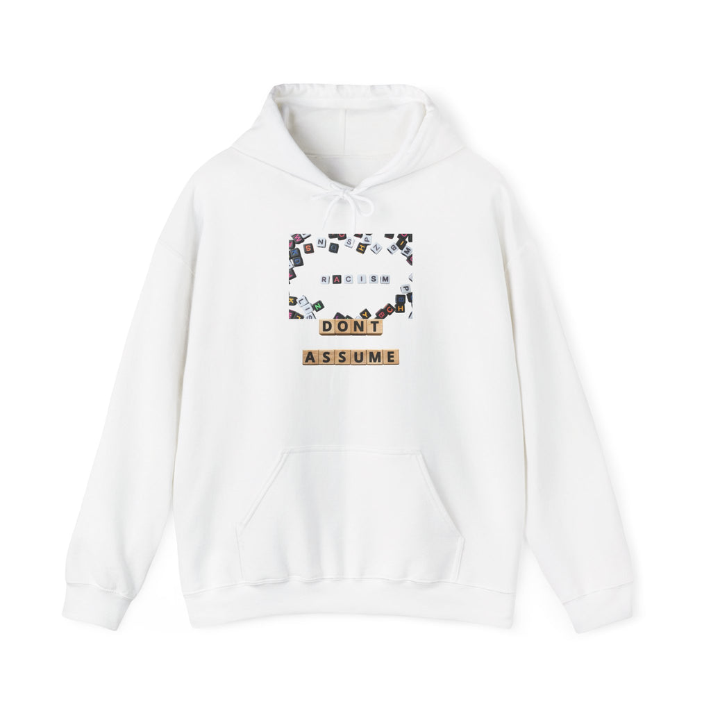 Don’t Assume Hoodie – Vintage Scrabble Tile Graphic Pullover