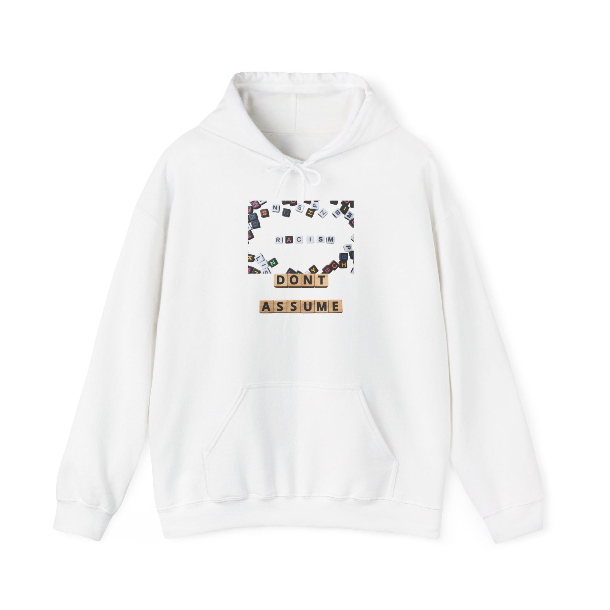 Don’t Assume Hoodie – Vintage Scrabble Tile Graphic Pullover