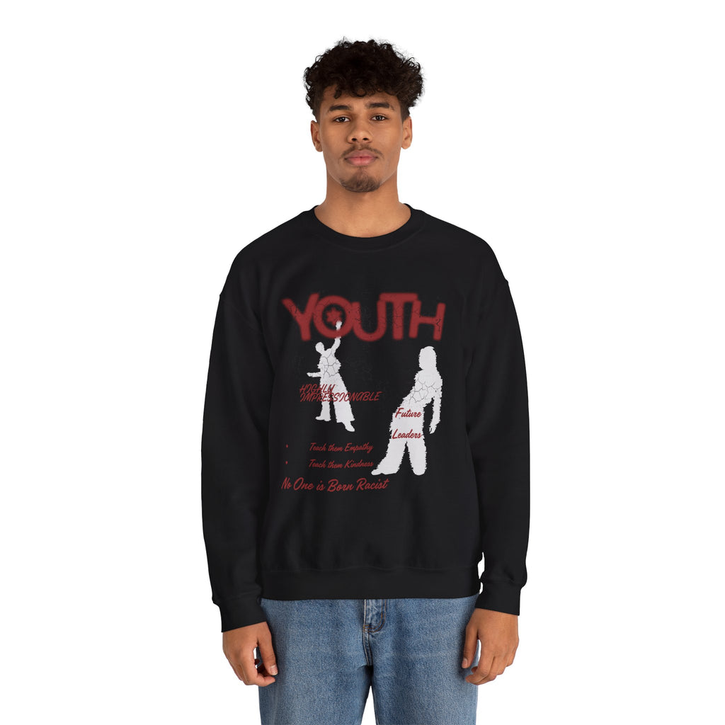 "Youth- No One is Born Racist" Retro Crewneck Sweatshirt