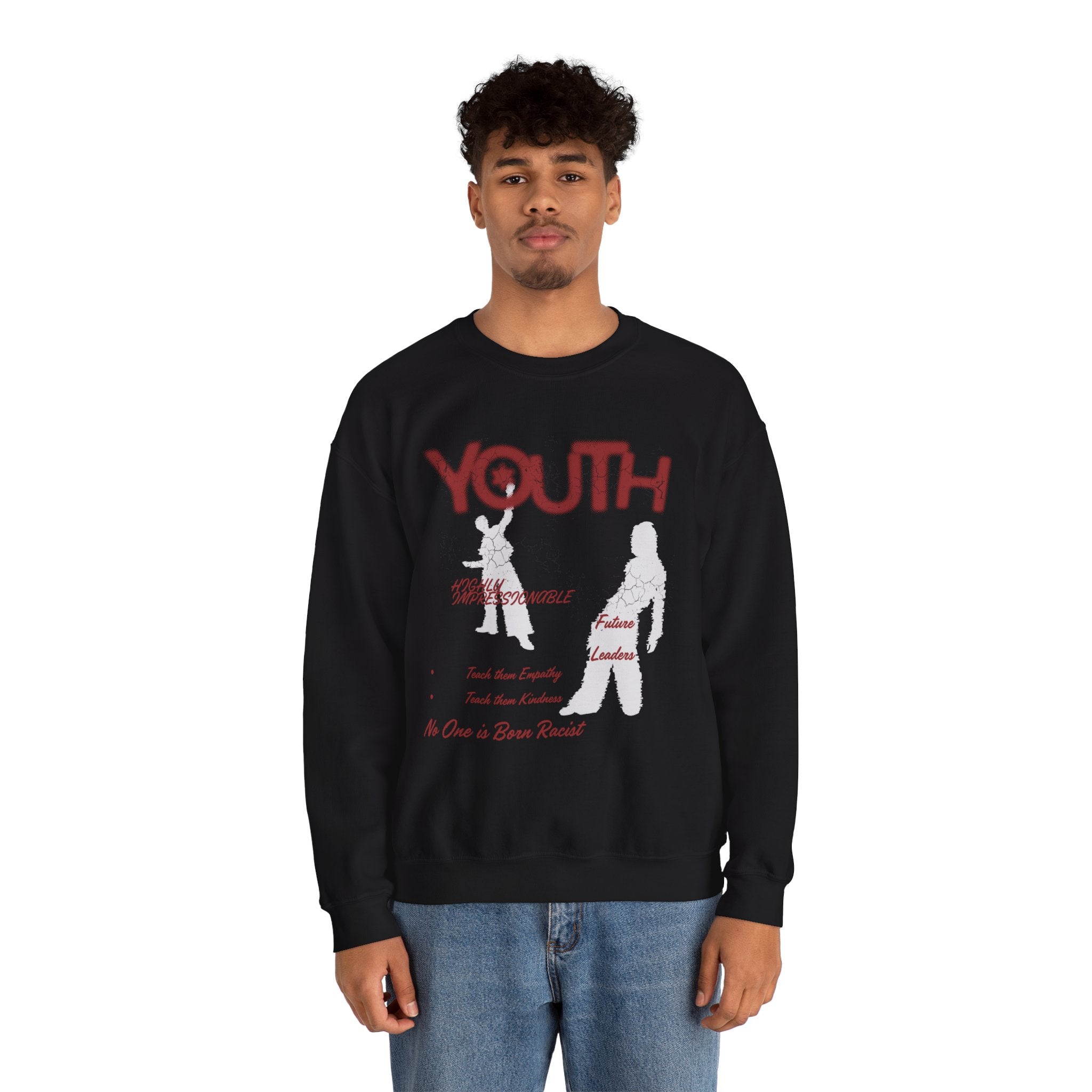 "Youth- No One is Born Racist" Retro Crewneck Sweatshirt