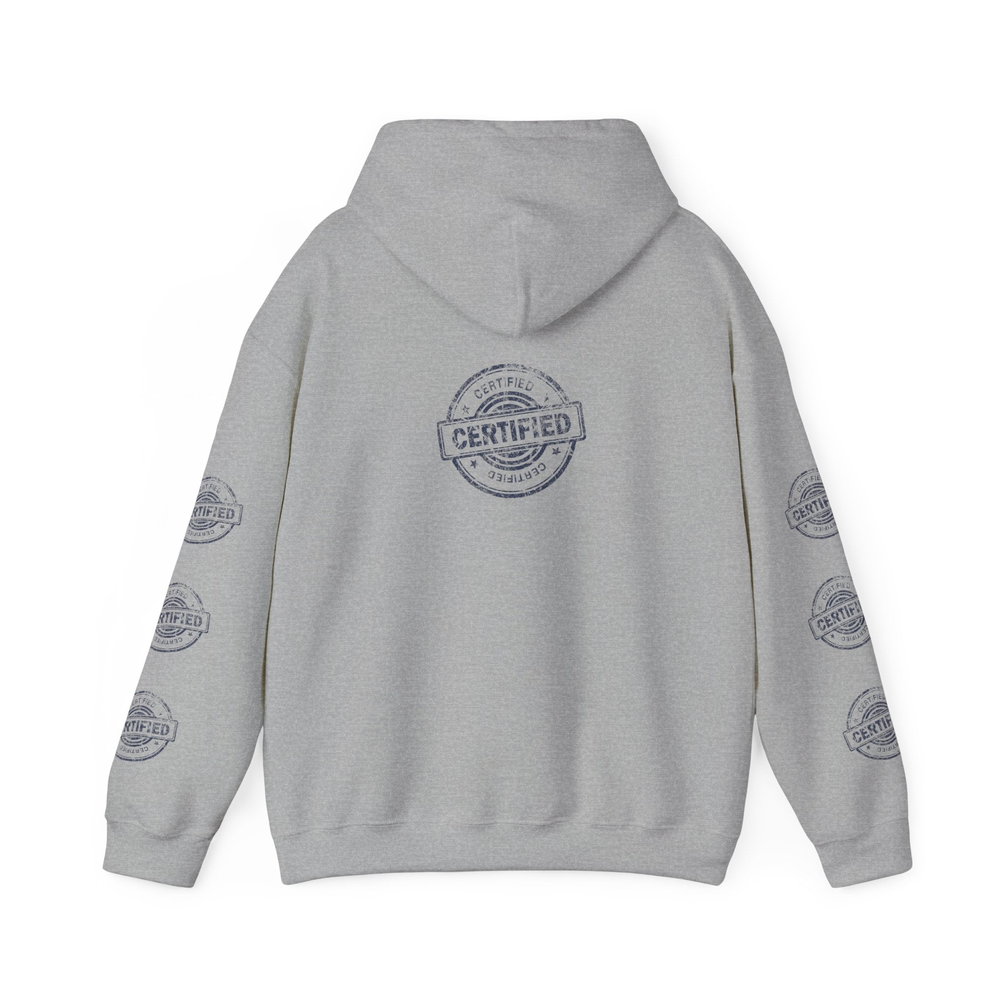 Good Human Certified Hoodie — Positive Message Pullover with Sleeve Stamps