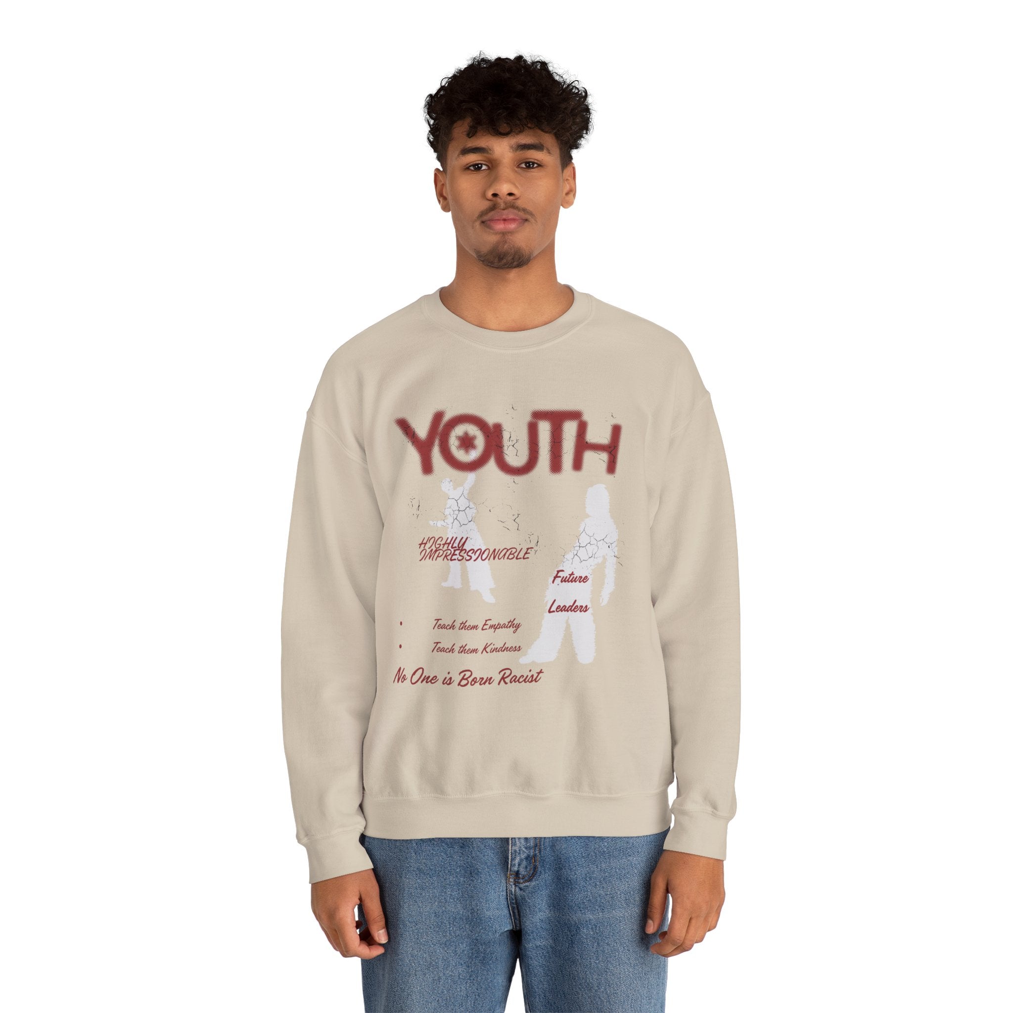 "Youth- No One is Born Racist" Retro Crewneck Sweatshirt